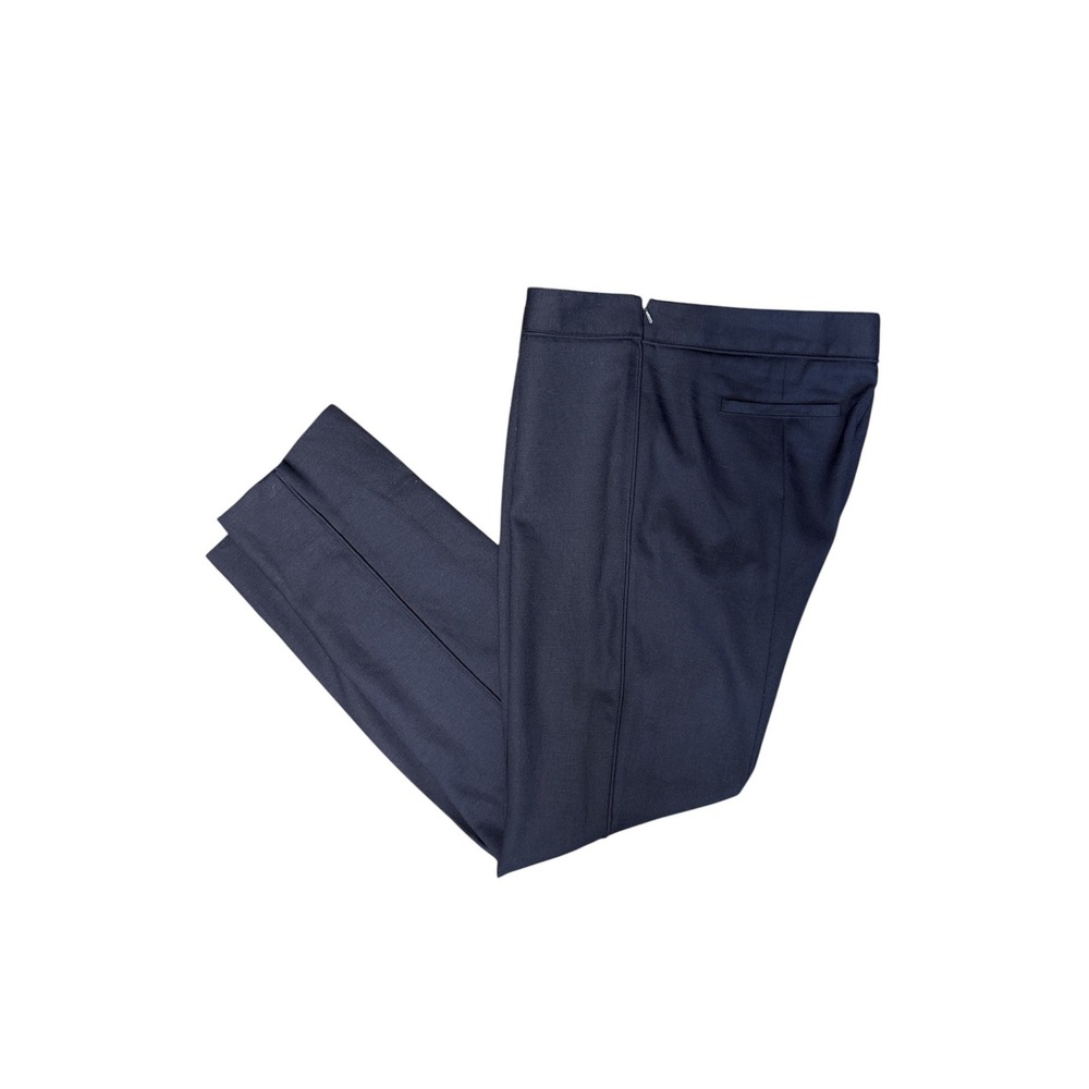 Tory Burch Womens Navy Blue Wool Blend‎ Side Zip Straight Leg Pants Size 10